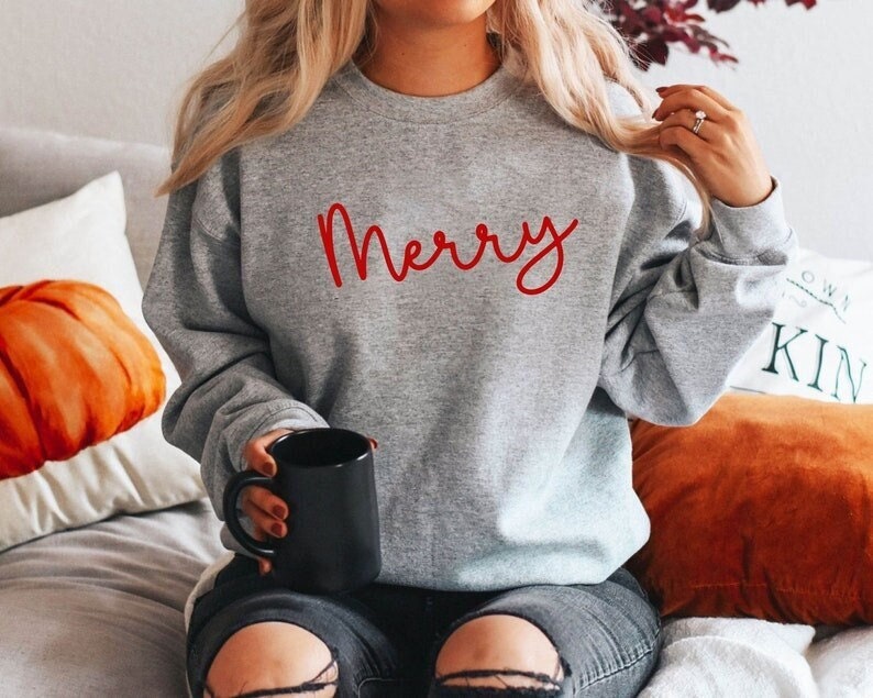 Weihnachten Sweatshirt, Lustiges Weihnachtsshirt Für Frauen, Weihnachtsgeschenke Frauen Merry Shirt, Weihnachtspullover | Swt von YellowPearlCrafts