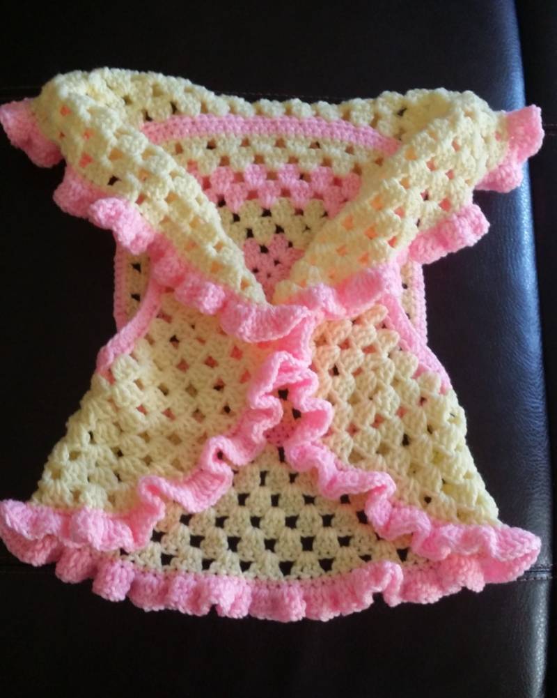 Verkauf Kleinkind Weste - Pullover Häkeln Gelb Und Rosa Kleidung Mädchen von YellowRoseRetail