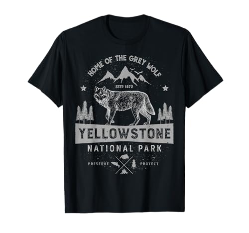 Yellowstone US National Park Wolf Lover Vintage Men Women T-Shirt Yellowstone US National Park Wolf Lover Vintage Men Women T-Shirt von Yellowstone National Park Clothing Co.