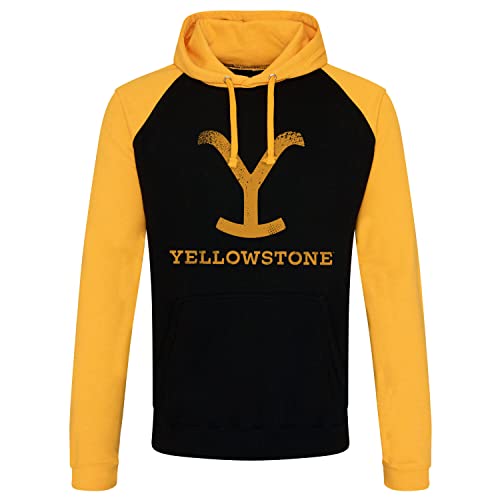 Yellowstone Offizielles Lizenzprodukt Baseball Kapuzenpullover (Schwarz-Gelb), Mittel von Yellowstone