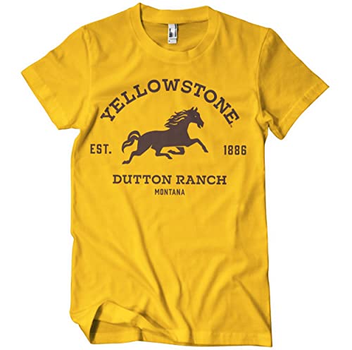 Yellowstone Offizielles Lizenzprodukt Dutton Ranch - Montana Herren T-Shirt (Gold), X-Large von Yellowstone