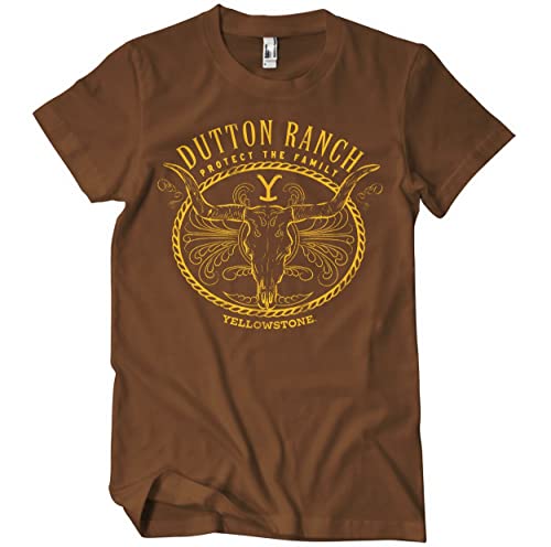 Yellowstone Offizielles Lizenzprodukt Protect The Family Herren T-Shirt (Braun), Klein von Yellowstone