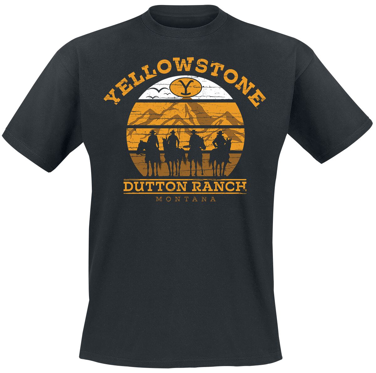 Yellowstone T-Shirt - Cowboys - S bis XXL - für Männer - Größe M - schwarz  - Lizenzierter Fanartikel von Yellowstone