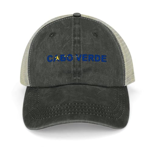 Yelolyio Outdoor Cap Herren Mesh Back Ballcap Cabo Verde Flag Baumwolle Caps Cabo Verde Caps Baseballmützen Angelmützen Mesh Caps Outdoor Sport Caps, Schwarz , 1-5 von Yelolyio