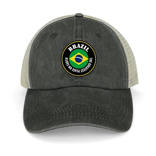 Yelolyio The Greatest Place On Earth Brasilien Mesh Back Cap Brazil Flag Baseball Cap Adjustable Denim Cap Adjustable Plain Baseball Hat for Men and Women Outdoor Sports Caps, Schwarz , 1-5 von Yelolyio