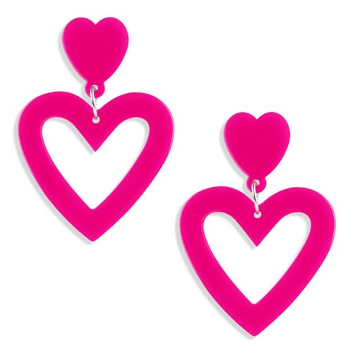 Acryl-Doppelherz-Ohrringe für Damen, Herz-Ohrringe, Valentinstag, Muttertag, Geburtstag, Geschenke für Frauen und Mädchen, Schmuckgeschenke, Kunststoff von Yelschwa