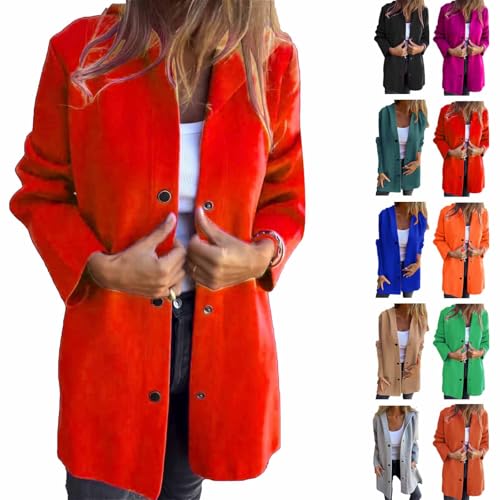 Yeluptu Casual Single Breasted Hooded Jacket for Autumn, Casual Jackets for Women, Single Breasted Hooded Jacket (Red,L) von Yeluptu
