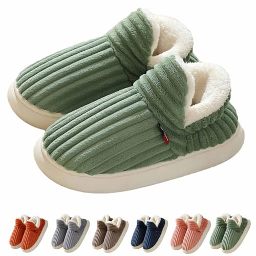 Yeluptu Pluffi Slipper Booties, Bootie Slippers for Women, Winter Fuzzy Warm Thick-Soled Plush House Cloud Slides (Green,36-37) von Yeluptu