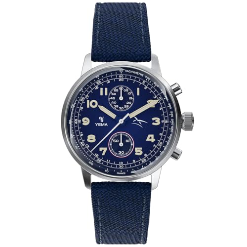 YEMA Flygraf Air Force Chronograph Mechanisch Quarz Hybrid Stahl Herrenuhr, Schwarz von YEMA