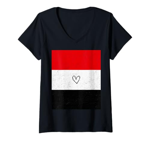Damen Jemen Flagge Jemenitisches Herz Stolzer Erbe National Männer Frauen T-Shirt mit V-Ausschnitt Damen Jemen Flagge Jemenitisches Herz Stolzer Erbe National Männer Frauen T-Shirt mit V-Ausschnitt von Yemen Flag Yemeni Heart Proud National Gifts Idea