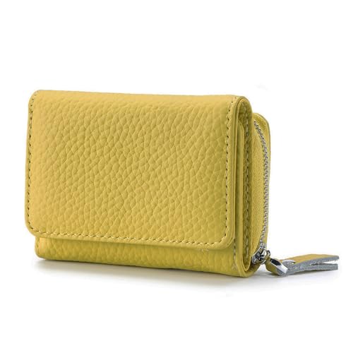 Yemlarey Geldbörse Damen Klein Brieftasche Echt Leder Geldbeutel klappbar Kleines Portemonnaie Frauen Mini Kreditkartenetui RFID-Schutz Kartenfächer Münzfach (Bohnen rosa) von Yemlarey