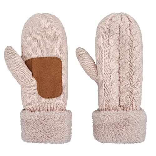 Yemlarey Winter Handschuhe Damen Warm Fingerlose Fäustlinge Touchscreen Handschuhe Herren mit Thermo Fleece Kinder Strickhandschuhe (Haut rosa) von Yemlarey