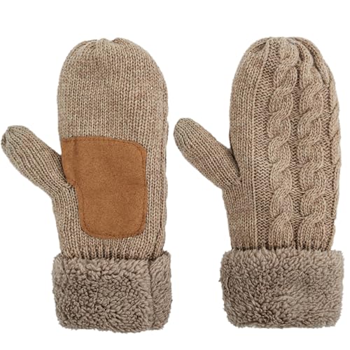 Yemlarey Winter Handschuhe Damen Warm Fingerlose Fäustlinge Touchscreen Handschuhe Herren mit Thermo Fleece Kinder Strickhandschuhe (Kaffee) von Yemlarey