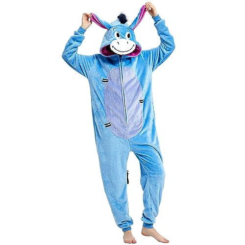 Yemnut Snug Fit Erwachsene Unisex Onesie Cosplay Kostüm, Einteiler Pyjama Halloween Homewear Anzug für Damen und Herren, Esel, Medium von Yemnut