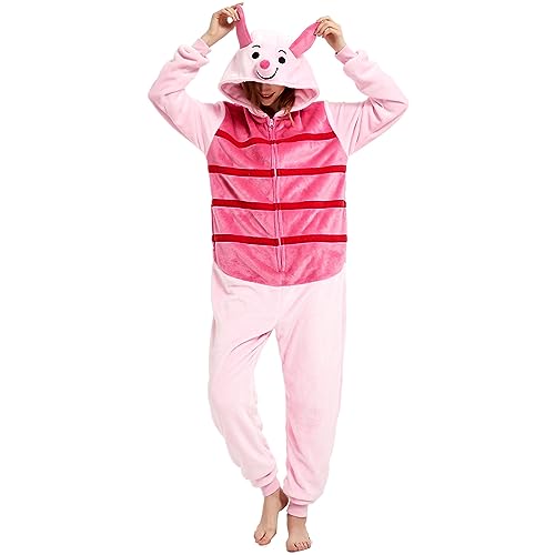 Yemnut Snug Fit Erwachsene Unisex Onesie Cosplay Kostüm, Einteiler Pyjama Halloween Homewear Anzug für Damen und Herren, Ferkel Schwein, Medium von Yemnut