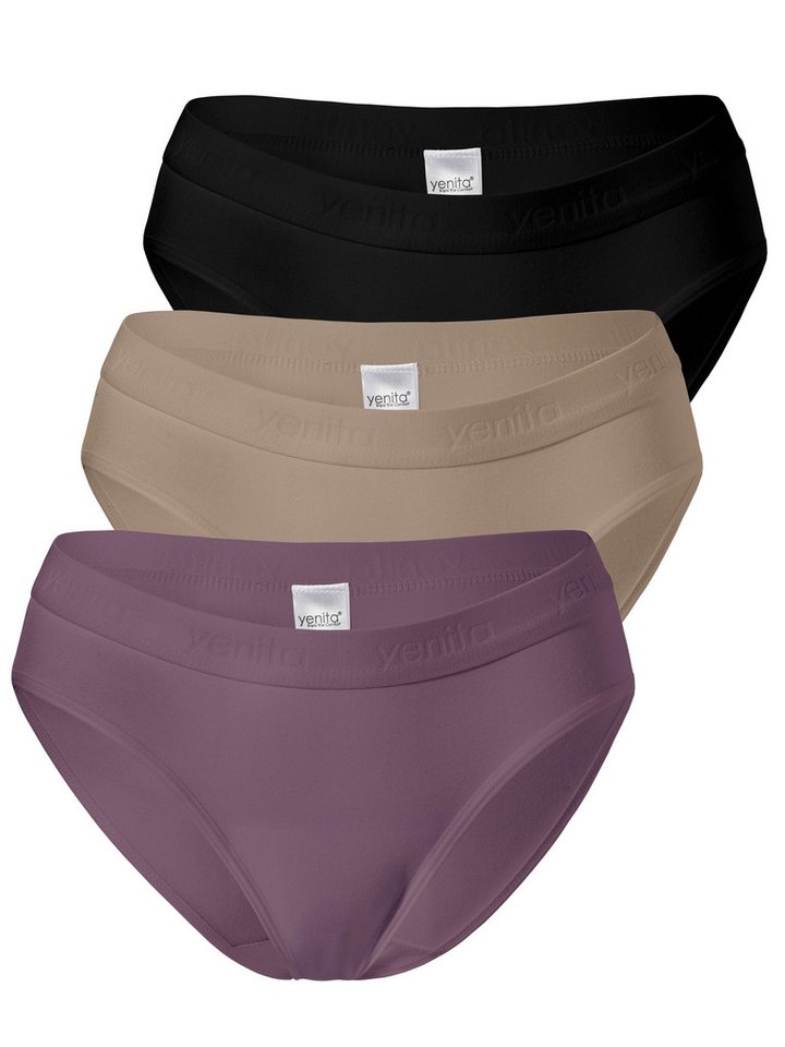 Yenita® Bikinislip Sports-Collection mit elastischem Logobund (3-St) in angenehmer Baumwoll-Stretchqualität von Yenita®