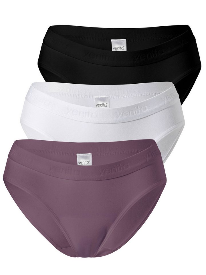 Yenita® Bikinislip Sports-Collection mit elastischem Logobund (3-St) in angenehmer Baumwoll-Stretchqualität von Yenita®