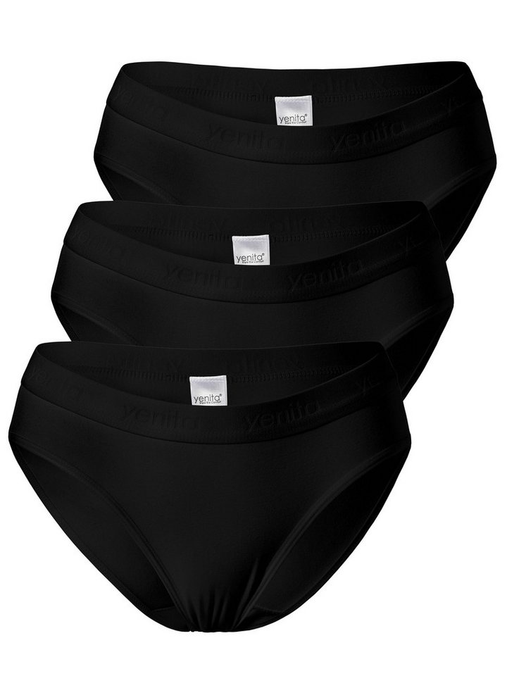 Yenita® Bikinislip Sports-Collection mit elastischem Logobund (3-St) in angenehmer Baumwoll-Stretchqualität von Yenita®