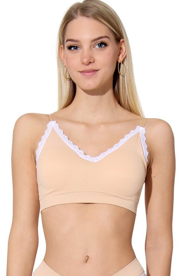 Yenita® Bustier Ribbed Collection mit feiner Spitze von Yenita®