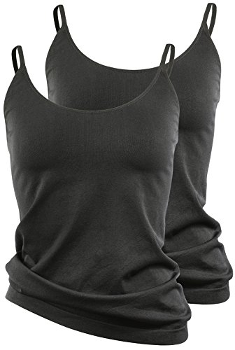 2er Pack Damen Mikrofaser Spaghetti Unterhemden, Seamless Trägertop in schwarz, weiss oder haut , Gr. Small von Yenita