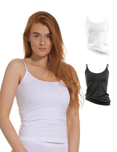 2er Pack Damen Mikrofaser Spaghetti Unterhemden, Seamless Trägertop in schwarz, weiss oder haut , Gr. Small 2er Pack Damen Mikrofaser Spaghetti Unterhemden, Seamless Trägertop in schwarz, weiss oder haut , Gr. Small von Yenita