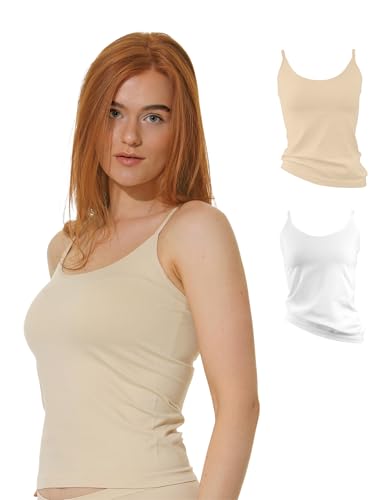 2er Pack Damen Mikrofaser Spaghetti Unterhemden, Seamless Trägertop in schwarz, weiss oder haut , Gr. X-Large 2er Pack Damen Mikrofaser Spaghetti Unterhemden, Seamless Trägertop in schwarz, weiss oder haut , Gr. X-Large von Yenita