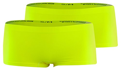 Yenita 2er oder 6er Pack Damen Seamless Microfaser Pantys, Hipster, Shorts, Hot Pants, Slips, Neon-gelb, Large / X-Large von Yenita