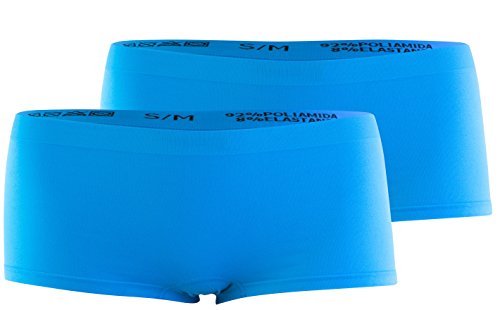 Yenita 2er oder 6er Pack Damen Seamless Microfaser Pantys, Hipster, Shorts, Hot Pants, Slips, Turquoise, Large / X-Large von Yenita