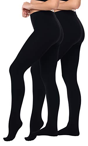 2er Pack Damen THERMO Strumpfhose mit weichem warmen Innenfleece, Größe X-Large / XX-Large, Farbe Schwarz von Yenita