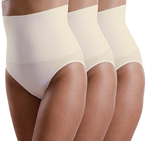 3er Pack Yenita® Damen Miederslip mit Bauchweg-Effekt, Figurformender Slip, X-Large, Haut von Yenita