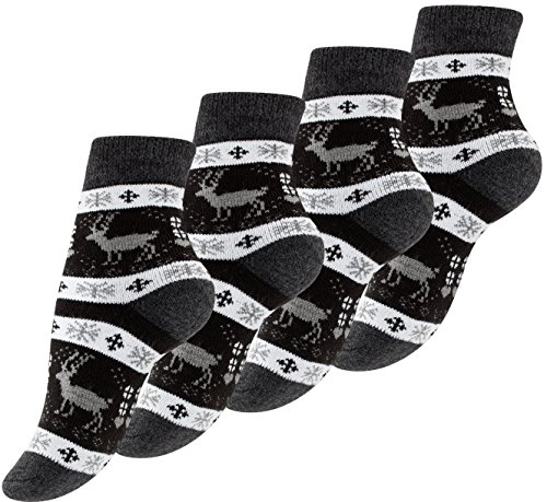 4 Paar Damen Thermo-Socken mit Innenfrottee, Winter Socken im Noweger Design, schwarz-anthrazit-weiß 4 Paar Damen Thermo-Socken mit Innenfrottee, Winter Socken im Noweger Design, schwarz-anthrazit-weiß von Yenita