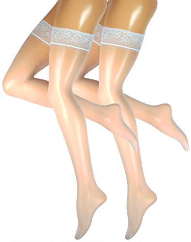Yenita Hochwertige Halterlose Strümpfe 15 Den, Strapse in weiss, schwarz, rot, haut mit Spitze, im 2er Pack Yenita Hochwertige Halterlose Strümpfe 15 Den, Strapse in weiss, schwarz, rot, haut mit Spitze, im 2er Pack von Yenita