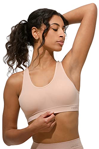 Seamless Wohlfühl-Bustier ohne Bügel - Comfort BH/Microfaser Top für Freizeit Fitness, Yoga (L, Beige) von Yenita