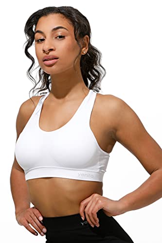 Seamless Wohlfühl-Bustier ohne Bügel - Comfort BH/Microfaser Top für Freizeit Fitness, Yoga (L, Weiss) von Yenita