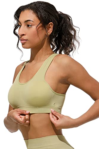 Seamless Wohlfühl-Bustier ohne Bügel - Comfort BH/Microfaser Top für Freizeit Fitness, Yoga (M, Grün) von Yenita