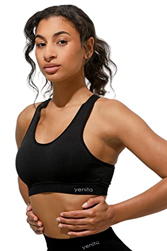 Seamless Wohlfühl-Bustier ohne Bügel - Comfort BH/Microfaser Top für Freizeit Fitness, Yoga (M, Schwarz) von Yenita