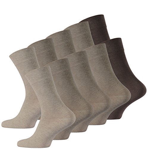 VCA 10 Paar Business-Socken, Baumwolle, beige-braun Meliert von Yenita