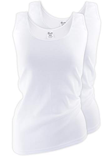 Yenita® 2 Stück Damen Unterhemden-Tank Top mit dezent glänzender Satinband-Einfassung, Gr. 40/42 (M) - Weiß von Yenita