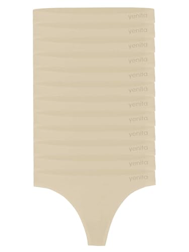 Yenita 12er Pack Damen Strings, Basic String Tanga, Skin, Gr. S/M von Yenita