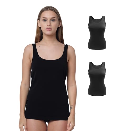 Yenita 2er Pack Damen Seamless Unterhemden, Nahtloses Tank Top in schwarz, Gr. S Yenita 2er Pack Damen Seamless Unterhemden, Nahtloses Tank Top in schwarz, Gr. S von Yenita