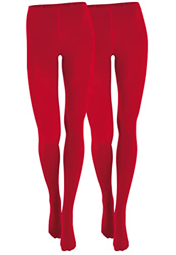 Yenita 2er Pack Damen THERMO Strumpfhose mit Fleece in rot, Gr. L/XL von Yenita