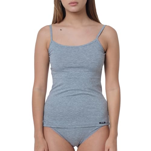 Yenita 2er Set Damen Basic Unterwäsche-Collection, Spaghetti-Unterhemden, Grau, Gr. L von Yenita