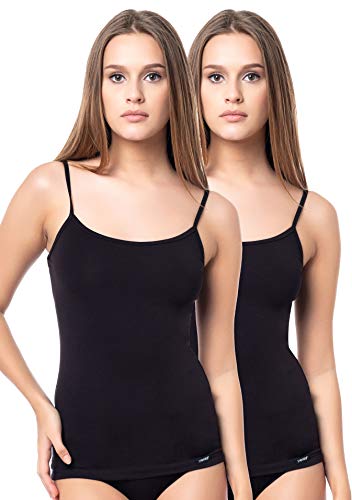Yenita 2er Set Damen Basic Unterwäsche-Collection, Spaghetti-Unterhemden, Schwarz, Gr. S Yenita 2er Set Damen Basic Unterwäsche-Collection, Spaghetti-Unterhemden, Schwarz, Gr. S von Yenita