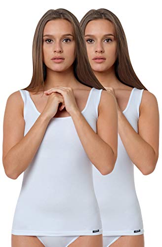 Yenita 2er Set Damen Basic Unterwäsche-Collection, Tank Tops, Unterhemden, Weiss, Gr.S von Yenita