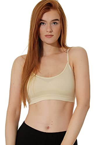 Yenita 3er Pack Damen Bustier Sport-BH Bra Top, Seamless ohne störende Nähte mit Spaghettiträgern für Fitness- Yoga, Haut von Yenita