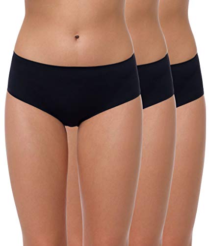 Yenita 3er Pack Damen Hüftslip, nahtlos aus Mikrofaser Invisible Low Cut Hipster, Schwarz, Gr. L Yenita 3er Pack Damen Hüftslip, nahtlos aus Mikrofaser Invisible Low Cut Hipster, Schwarz, Gr. L von Yenita