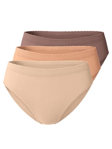 Yenita 3er Pack Damen Mikrofaser Hüftslip, Seamless Unterwäsche, Wohlfühl-Slips, MixTaupe, Gr. M/L von Yenita
