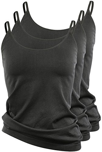 Yenita 3er Pack Damen Seamless Spaghetti Unterhemden, Trägertop aus Mikrofaser, Ärmellos, S von Yenita