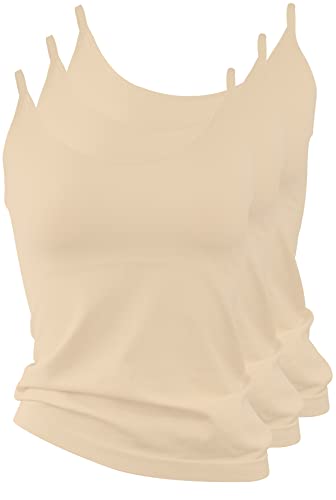 Yenita 3er Pack Damen Seamless Spaghetti Unterhemden, Trägertop aus Mikrofaser, Ärmellos, XL von Yenita