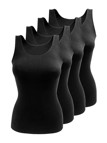 Yenita 4er Pack Damen Seamless Unterhemden, Tank Top aus Mikrofaser, schwarz, Gr. XL von Yenita